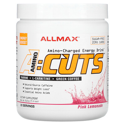 ALLMAX ACUTS, энергетический напиток с аминокислотами, розовый лимонад, 210 г (7,4 унции)