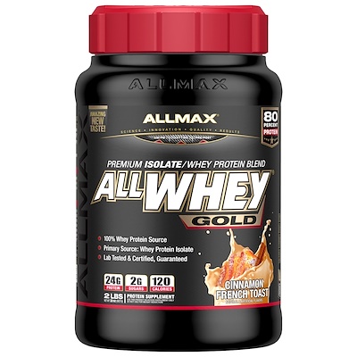 

AllWhey Gold, 100% сывороточный протеин + премиум изолят сывороточного протеина, французский тост с корицей, 2 фунта (907 г)