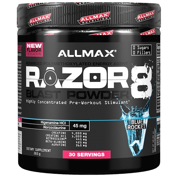 ALLMAX Nutrition, Razor 8, PreWorkout Energy Drink with Yohimbine