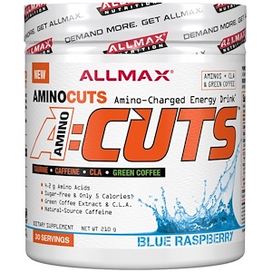 ALLMAX Nutrition, AMINOCUTS (ACUTS), аминокислоты с разветвлённой цепью + таурин + конъюгированная линолевая кислота + зеленый кофе, синяя малина, 7,4 унции (210 г)