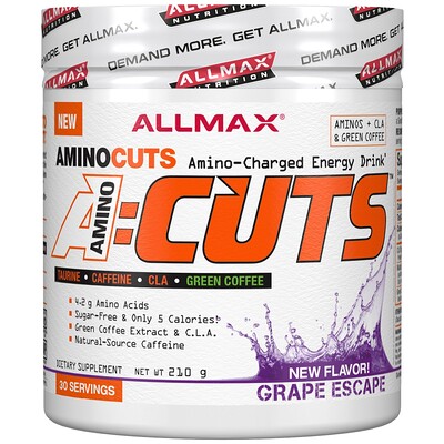 ALLMAX Nutrition ACUTS, Amino-Charged Energy Drink, Grape Escape, 7.4 oz (210 g)