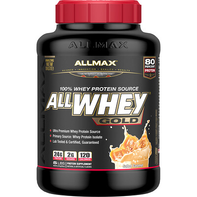 

AllWhey Gold, источник 100%-го сывороточного белка, соленая карамель, 2,27 кг (5 фунтов)