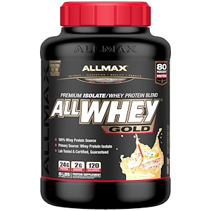 ALLMAX Nutrition, AllWhey Gold, 100% сывороточный белок + первосортный белковый изолят, со вкусом торта ко дню рождения, 2,27 кг (5 фунтов)
