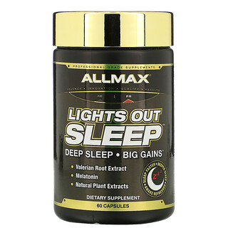 ALLMAX Nutrition, Lights Out Sleep، الميلاتونين + GABA + جذور الناردين المخزني، 60 كبسولة نباتية