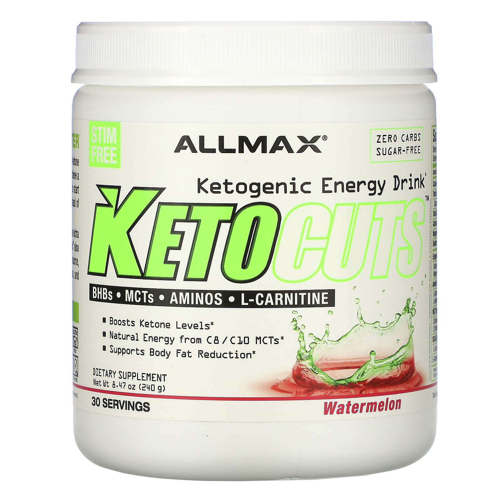 ALLMAX (올맥스), KetoCuts, 케토제닉 에너지 드링크, 수박, 240g(8.47oz) (판매가 중단된 상품)