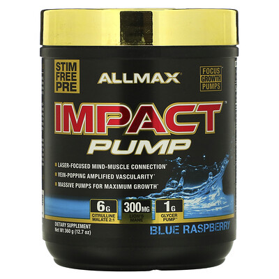 

ALLMAX, IMPACT Pump, Blue Raspberry, 12.7 oz (360 g)