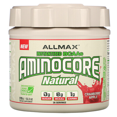 ALLMAX Nutrition AMINOCORE Natural, Instantized BCAAs, Cranberry Apple, 13.3 oz (378 g)