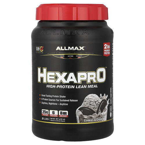 ALLMAX, Hexapro™, High-Protein Lean Meal, proteinreiche, magere Mahlzeit, Kekse und Sahne, 907 g (2 lbs.)