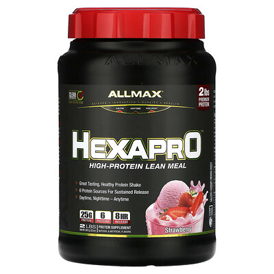 

ALLMAX Hexapro, постная еда с высоким содержанием белка, клубника, 907 г (2 фунта)