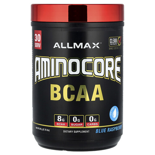 Allmax AMINOCORE™ BCAA, Blue Raspberry, 0.76 lbs (345 g)