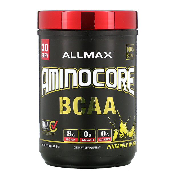 ALLMAX Nutrition, AMINOCORE 系列支鏈氨基酸，鳳梨芒果味，0.69 磅（315 克）