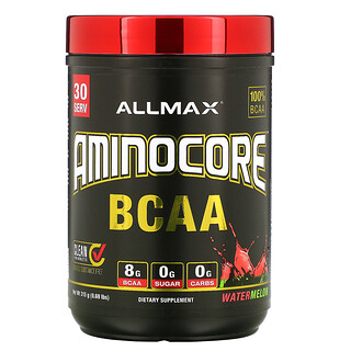 ALLMAX Nutrition, AMINOCORE, BCAA, 8 G de BCAA + 0 azúcar + 0 carbohidratos, Sandía, 315 g (0,69 lb)