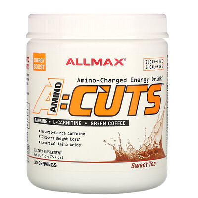 ALLMAX Nutrition AMINOCUTS (ACUTS), Amino-Charged Energy Drink, Sweet Tea, 7.4 oz (210 g)