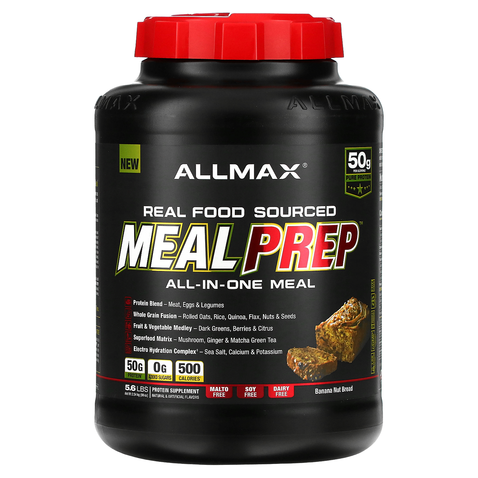 ALLMAX (올맥스), 천연 식품 성분 Meal Prep, 식사 대용, 바나나 넛 브레드, 2.54kg(5.6lb) (판매가 중단된 상품)
