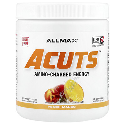 ALLMAX, ACUTS™, Energía cargada de aminoácidos, Melocotón y mango, 210 g (7,4 oz)