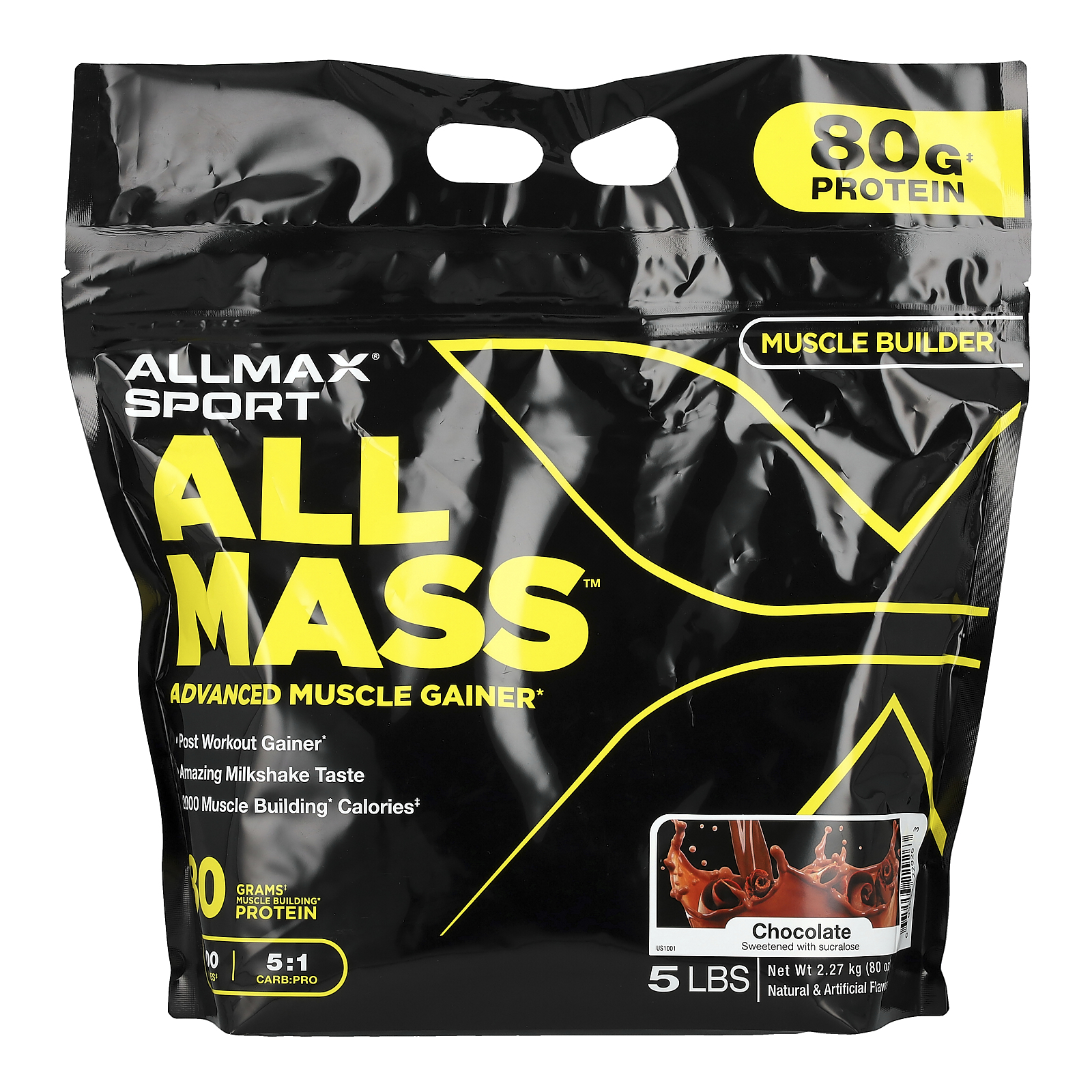 ALLMAX (올맥스), Sport, ALLMASS™, 어드밴스드 머슬 게이너, 초콜릿, 2.27kg(5lbs)