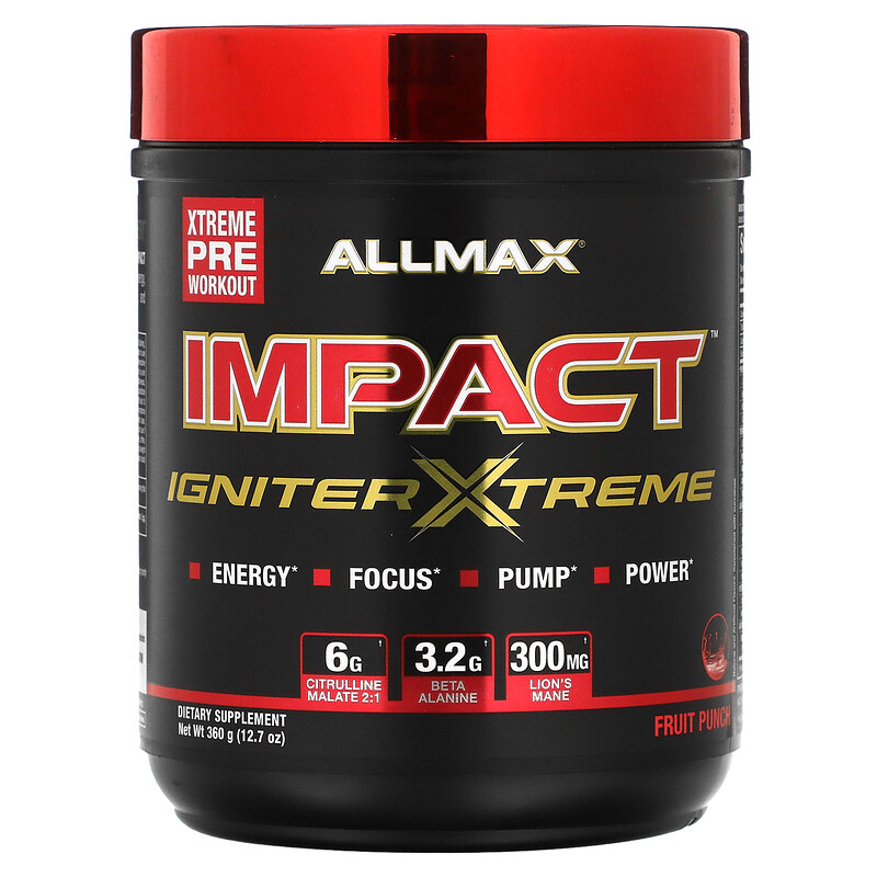 ALLMAX, IMPACT Igniter Xtreme, PreWorkout, Fruit Punch, 12.7 oz (360 g)