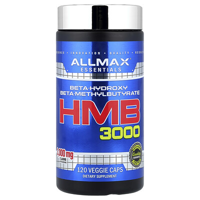 ALLMAX, Productos esenciales, HMB 3000, Suplemento de beta-hidroxi beta-metilbutirato, 120 cápsulas vegetales