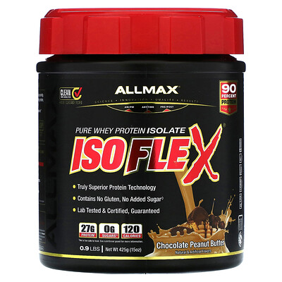 

ALLMAX Isoflex Pure Whey Protein Isolate Chocolate Peanut Butter 0.9 lbs (425 g)