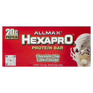 ALLMAX, Hexapro™, Protein Bar, Chocolate Chip Cookie Dough, 12 Bars, 1.9 oz (54 g) Each