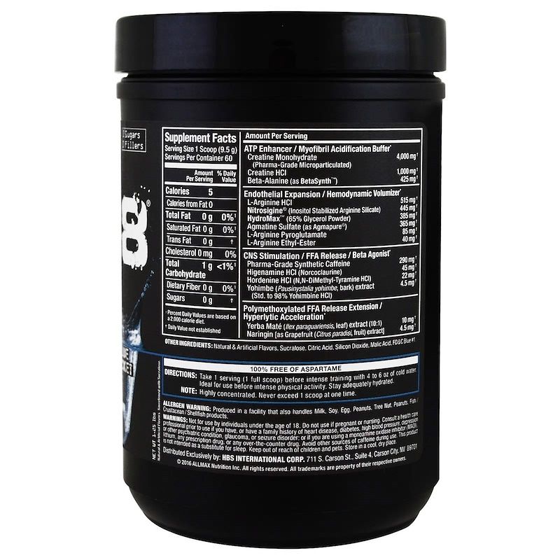 ALLMAX Nutrition, Razor 8, PreWorkout Energy Drink With Yohimbine