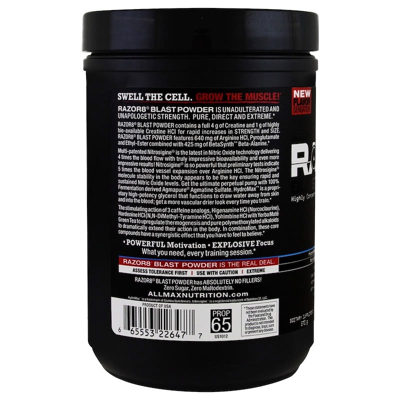 ALLMAX Nutrition, Razor 8, PreWorkout Energy Drink With Yohimbine