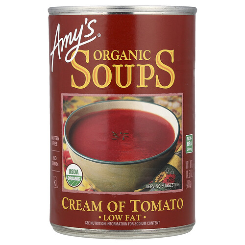 Amy's, Organic Soups, Cream of Tomato, Low Fat, 14.5 oz (411 g)