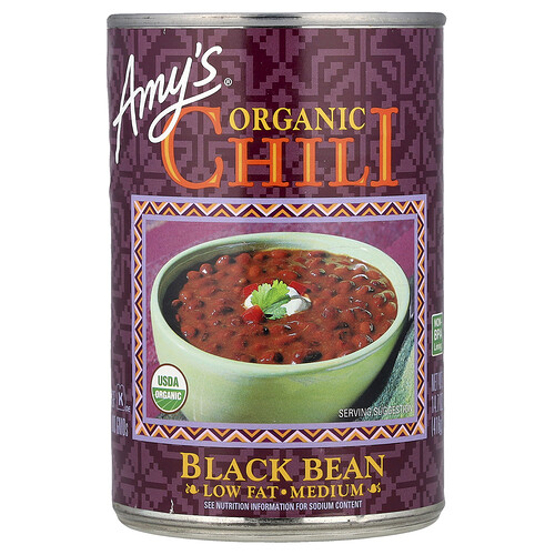 Amy's, Organic Chili, Black Bean, Medium, Low Fat, 14.7 oz (416 g)