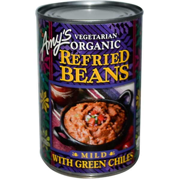 Amy's, Вегетарианские органические тушеные бобы с зеленым перцем чили, мягкие, 15,4 унции (437 г)