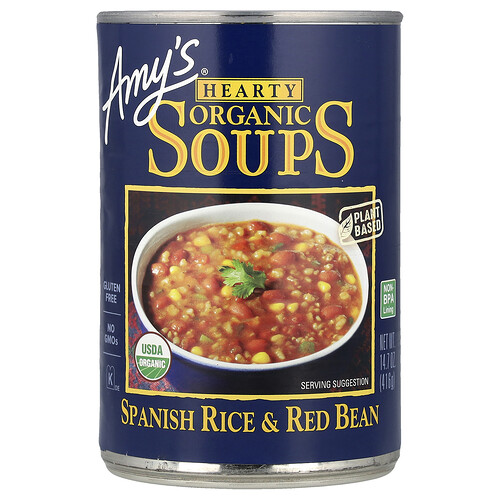 Amys Hearty Organic Soups Spanish Rice  Red Bean 147 oz 416 g