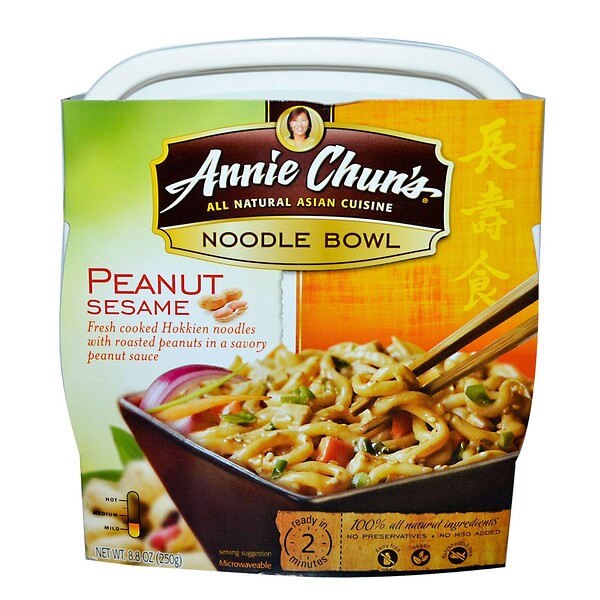 Annie Chun's, Тарелка лапши, арахис и кунжут, мягкая, 8,8 унц. (250 г)