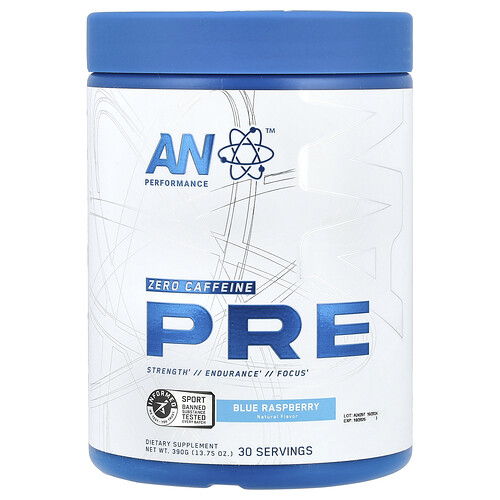 An Supps Pre-Workout, Zero Caffeine, Blue Raspberry, 13.75 oz (390 g)