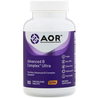Advanced Orthomolecular Research AOR, Advanced B Complex Ultra, 60 comprimidos de liberación prolongada