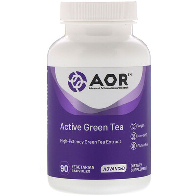 Advanced Orthomolecular Research AOR Active Green Tea, зеленый чай, 90 растительных капсул