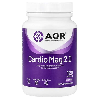 Advanced Orthomolecular Research AOR, Cardio Mag 2.0, 120 cápsulas vegetarianas