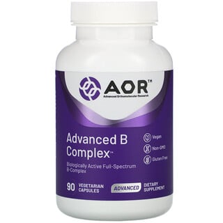 Advanced Orthomolecular Research AOR, مركّب فيتامين ب المتطور، 90 كبسولة نباتية