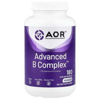Advanced Orthomolecular Research AOR, Advanced B Complex™, 180 Cápsulas