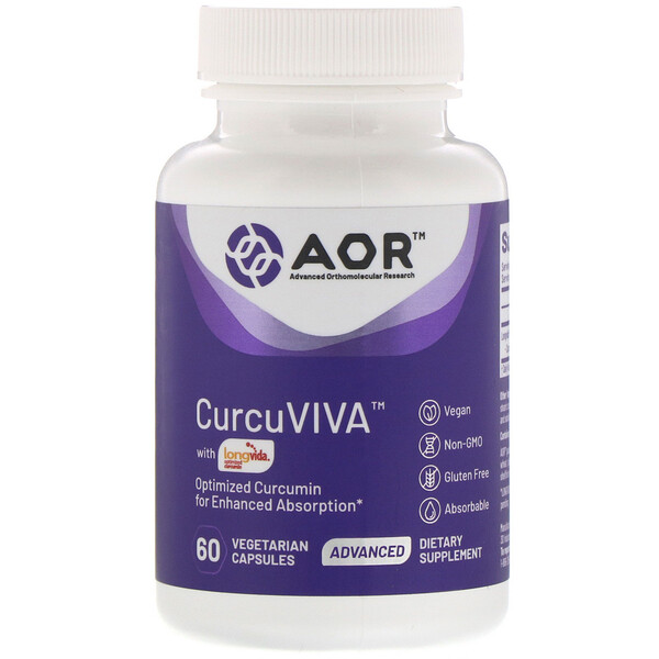 Advanced Orthomolecular Research AOR‏, CurcuViva, 60 Vegetarian Capsules