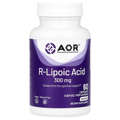 Advanced Orthomolecular Research Aor R-Lipoic Acid, 300 mg, 60 Capsules