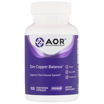 Advanced Orthomolecular Research AOR Zinc-Copper Balance, 100 вегетарианских капсул