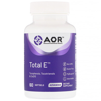 Advanced Orthomolecular Research AOR Total E, комплекс витаминов группы Е, 60 мягких таблеток