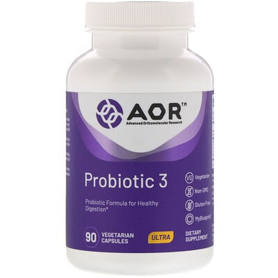 Advanced Orthomolecular Research AOR Probiotic 3, 90 растительных капсул