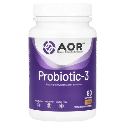 Advanced Orthomolecular Research AOR, Probiotic-3, 90 cápsulas