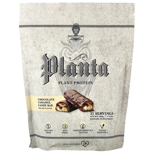 Ambrosia Collective, Planta, Plant Protein, pflanzliches Protein, Schokolade-Karamell-Riegel, 800 g (1,76 lbs.)
