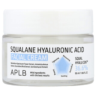 APLB, Crème pour le visage au squalane et à l'acide hyaluronique, 55 ml
