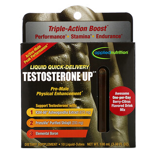 appliednutrition, Liquid Quick-Delivery Testosterone Up, 10 Liquid Tubes, 3.38 fl oz (100 ml)