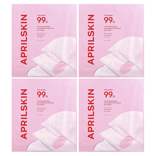 April Skin, Mascarilla de belleza en gel con colágeno 99 en cápsulas y niacinamida TXA, 4 láminas, 30 g (1,05 oz) cada una