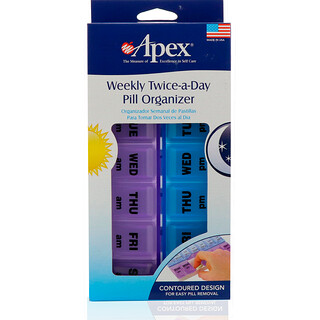 Apex, Organizador semanal de píldoras dos veces al día, 1 organizador de píldoras