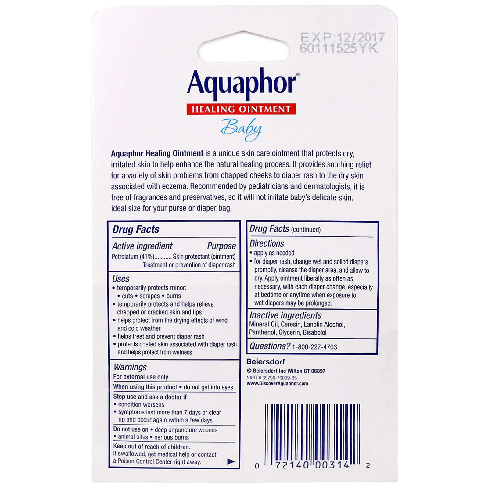 ingredients in aquaphor baby