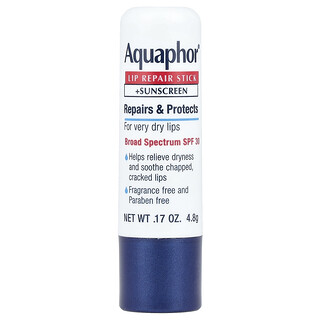 Aquaphor, Læbestift + solcreme, SPF 30, parfumefri, 4,8 g